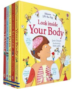 Usborne Lift the Flap Look Inside 5 Books Collection Set (Your Body, Science, Farm, Airport, Trains)